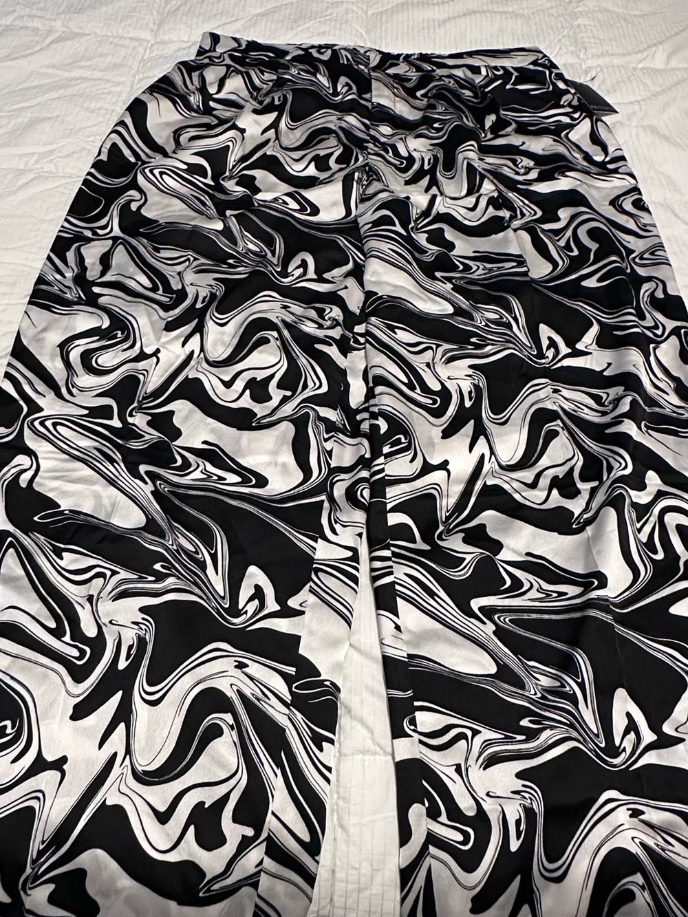 Black & White Swirl Wide-Leg Pants